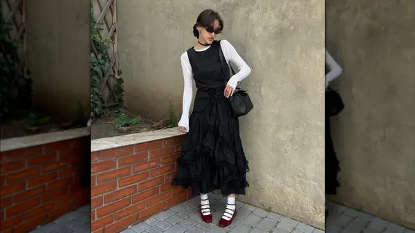 Woman wearing Mary Jane shoes