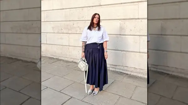 Woman wearing silver shoes