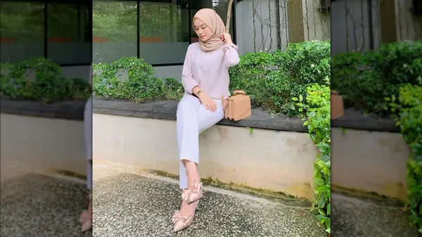 Woman wearing satin shoes