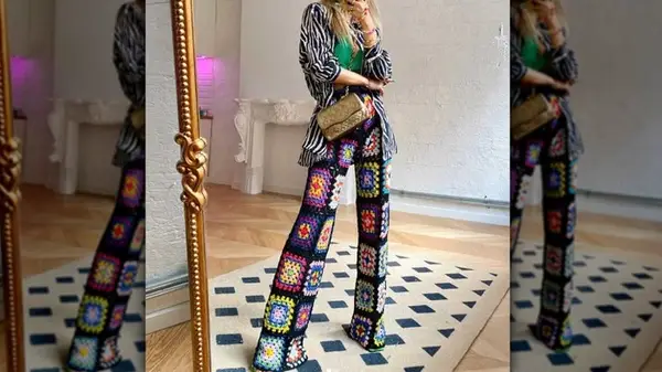 Woman in crochet pants 