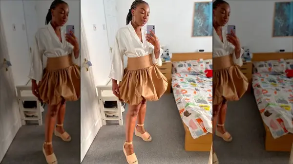 Woman in a balloon skirt