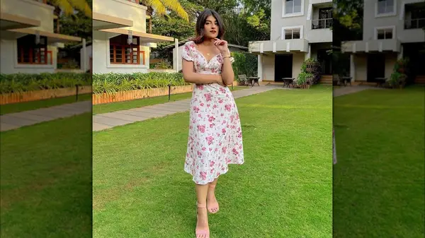 Woman in a floral dress