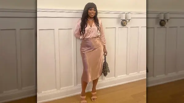 Woman in satin outfit