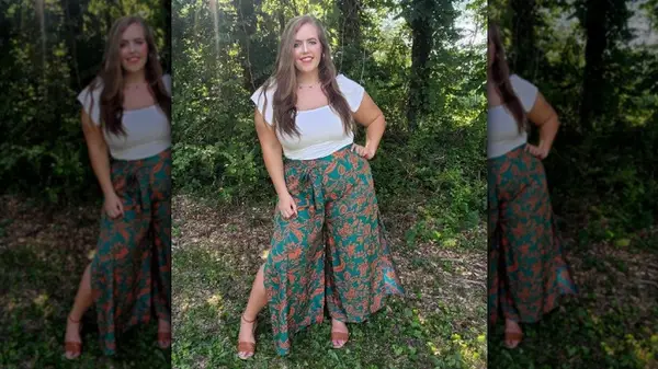 Woman wearing split pants