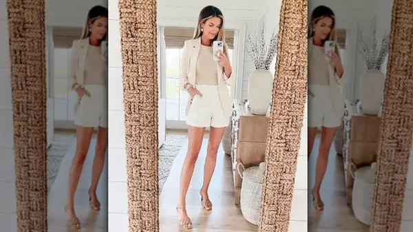 Woman in white shorts