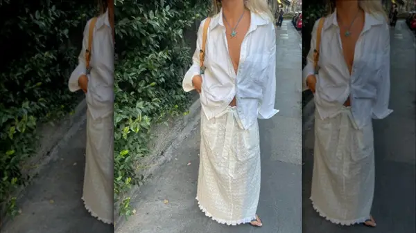 Woman wearing monochromatic white look