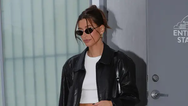 Hailey Bieber walking