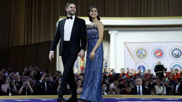 Usha Vance wears blue at the Commander in Chief