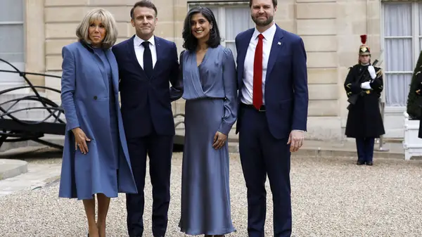 Usha meets Emmanuel and Brigitte Macron