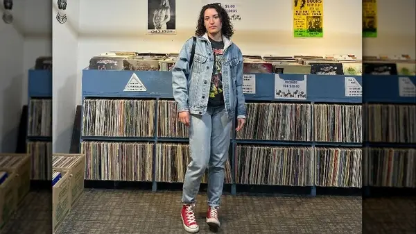 Person wearing Canadian tuxedo