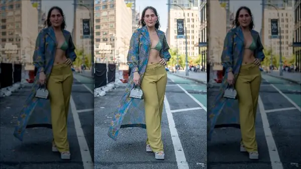 floral duster green pants