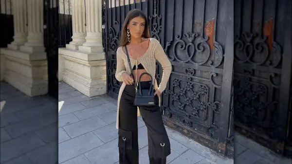 Cargo pants and cardigan outfit