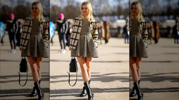 Woman in a shacket and dress 