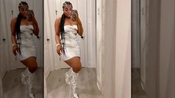 Metallic dress and boots