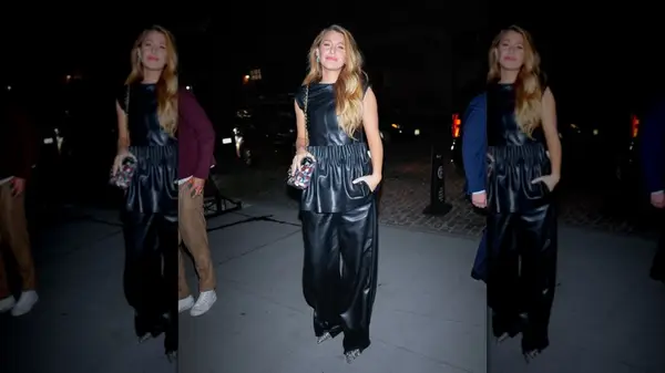 Blake Lively in all black leather
