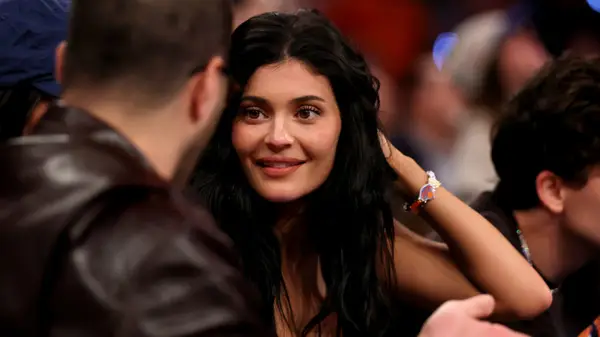 Kylie Jenner watching basketball