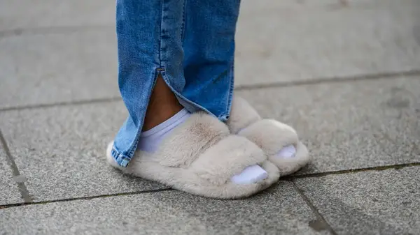 Furry slides and socks