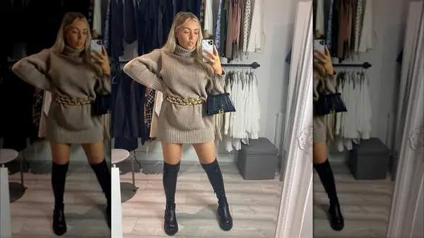 Woman wearing a waist belt