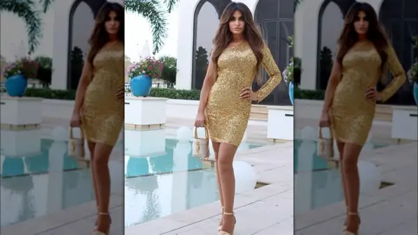 Kimberly Guilfoyle on Instagram in a gold dress