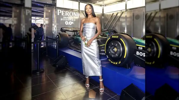 woman wearing a silver dress