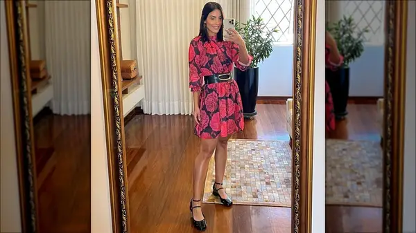 Woman wearing Mary Janes with a dress