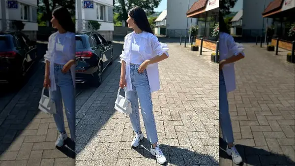 Person wearing light jeans