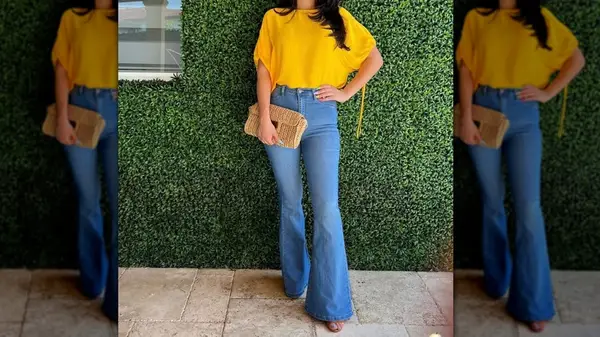 Woman wearing jeans and sandals