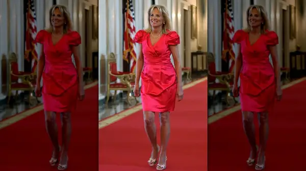 Jill Biden in a pink dress
