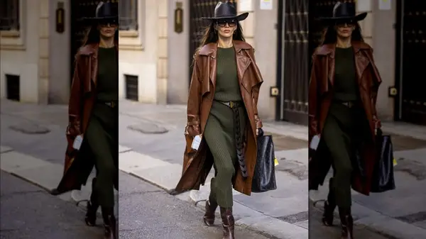 Wearing brown duster 