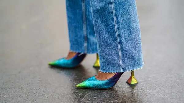 Colorful pointed toe heels