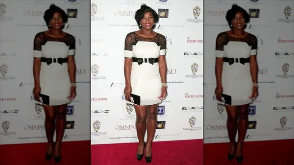 Serena Williams in a black and white dress