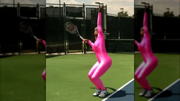 Serena Williams in a hot pink one-piece