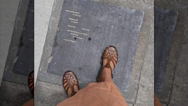 A shot looking down at a women