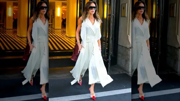 Victoria Beckham in drapey workwear