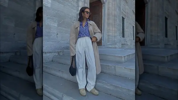 Woman wearing a striped shirt