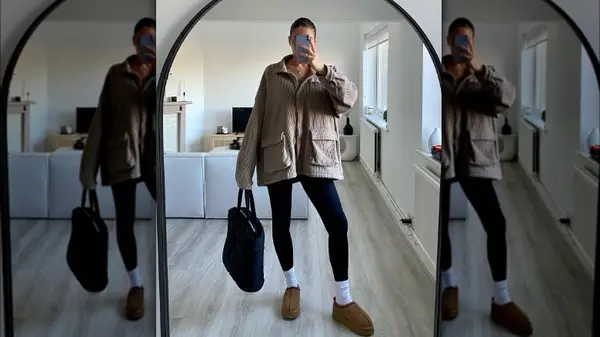 Woman wearing an oversized shirt