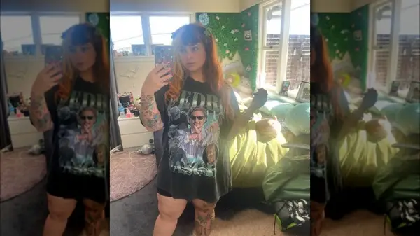 Woman wearing oversized shirt