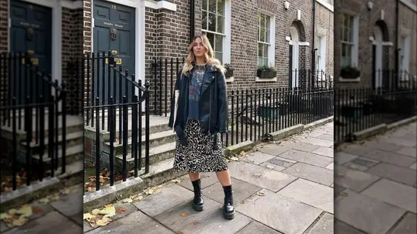 Woman wearing an oversized shirt and jacket