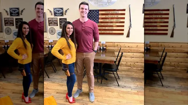 Lauren Boebert wearing red heels at her restaurant