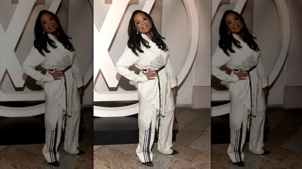 Oprah in a white shirtdress