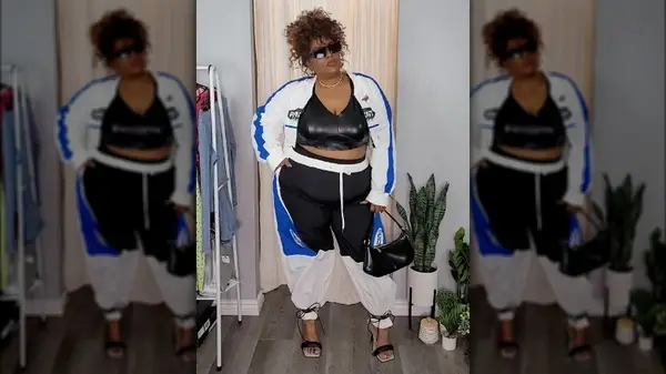 Woman in race inspired co-ord