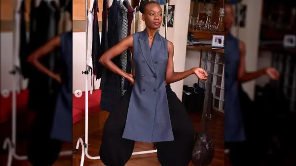 Vest layered with long sleeves