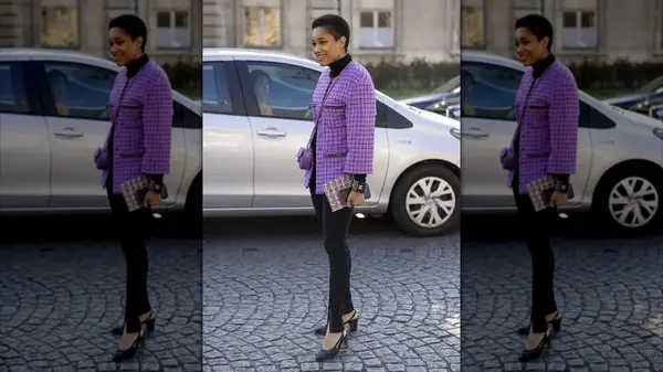 Guest at Paris Fashion Week wearing slingback heels
