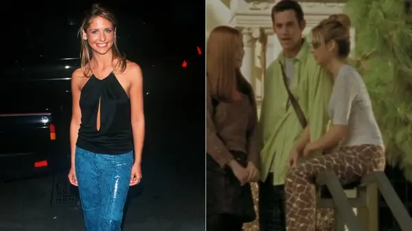 Split image of Sarah Michelle Gellar at a TV event and in 