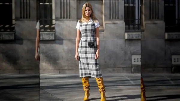 Gray tartan dress 