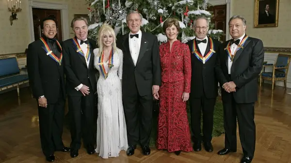 Laura Bush at the 2006 Kennedy Center Honors with honorees and her husband