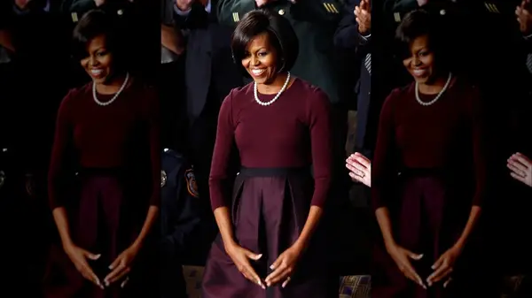 Melania Trump wearing a pearl necklace