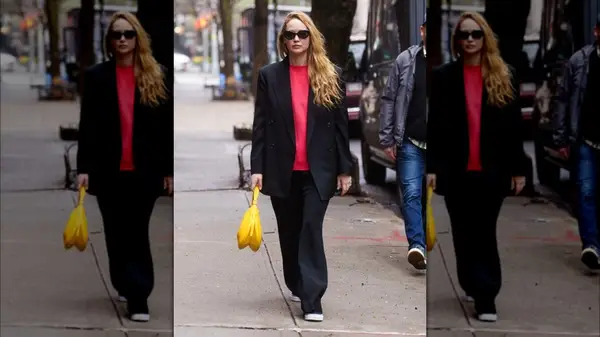 Jennifer Lawrence wearing oversized clothes