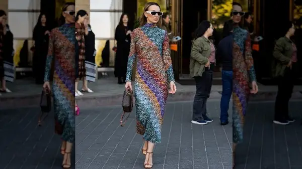 Woman wearing semi-formal midi dress