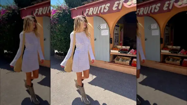 Woman wearing dress and boots